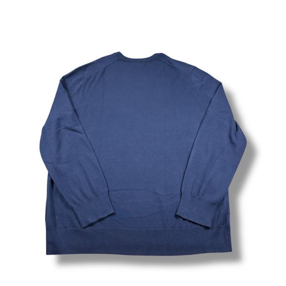 Brooks Brothers Navy Blue Pure Combed Cotton Pullover VNeck Sweater Mens 2XL EUC - Picture 2 of 5